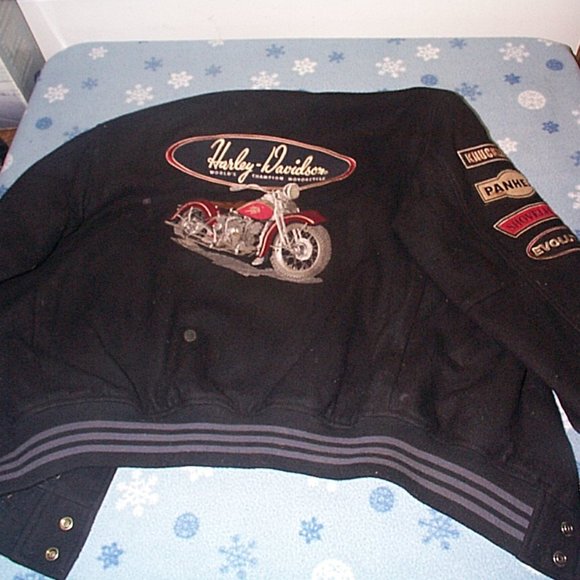 Harley Davidson wool jacket w/ lots of patches - Picture 5 of 6